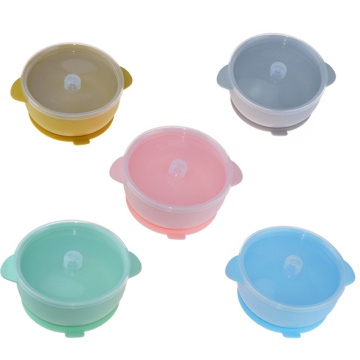 Colorful silicone large-capacity bowl children's school drop-proof bowl spoon silicone baby food supplement sucker bowl